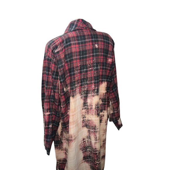 Vintage-Inspired Mens Plaid Duster Robe Bleached Effect One Size Fits Most Fruit - Picture 8 of 12